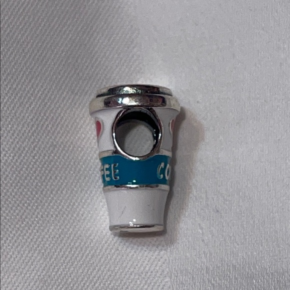 Pandora Sterling Silver 925 Coffee Cup Charm with Red Heart - Picture 2 of 5